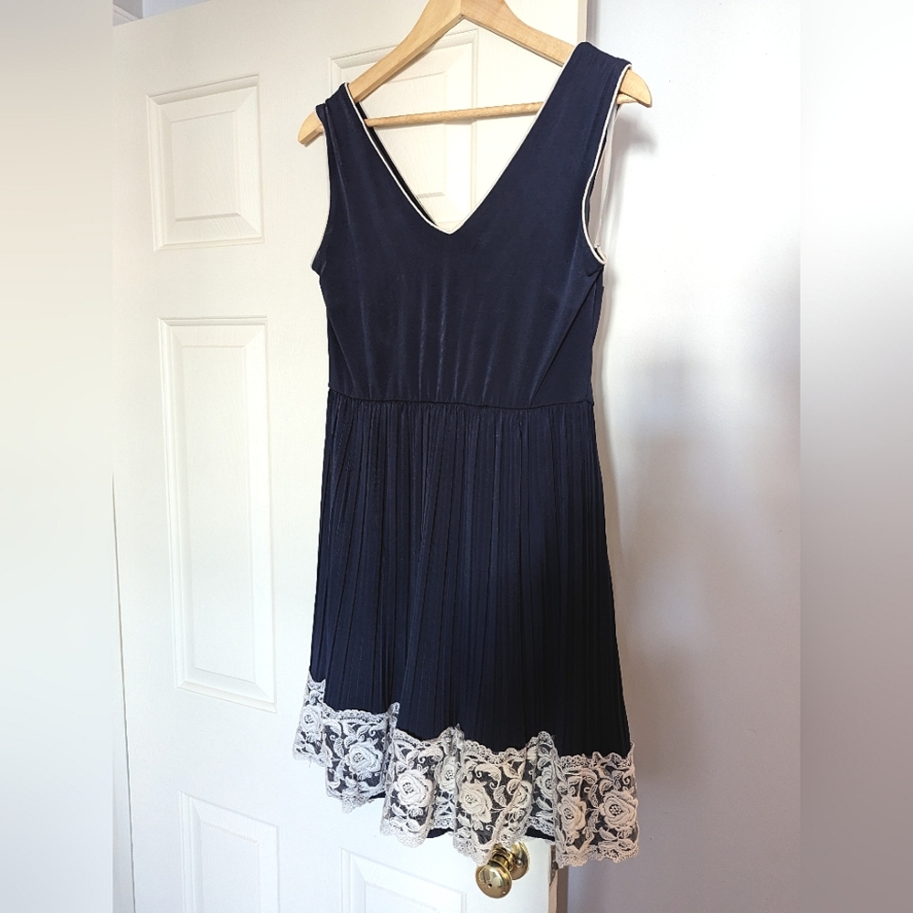 Yellow Star XL Navy Blue A-Line Lace Dress